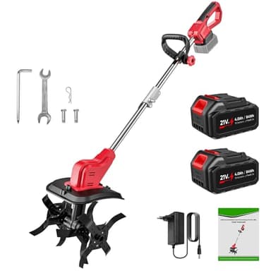 Motoculteur Électrique, 21V Motoculteur à Batterie sans Fil avec Batterie 4.0Ah, Trois Types de Lames, Interrupteur à Double Sécurité, 30CM Largeur et 22CM Profondeur pour Jardinage et Cultivate