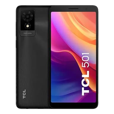 TCL Smartphone 501 6.0" qHD, Octa-Core, 2 Go de RAM, 32 Go de ROM, appareil photo 5MP, batterie 3000 mAh, Android 14 Go, Dual SIM, Face Unlock - Prime Black.