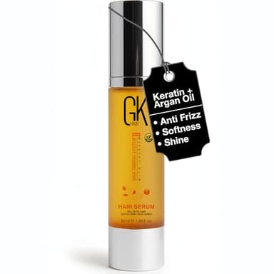 GK Hair Sérum Cheveux 50ml | Kératine & Huile d’Argan Bio | Anti-Frisottis, Réparation, Brillance, Protection Thermique | Pour Cheveux Secs, Fins, Abîmés, Bouclés, Lissés, Colorés