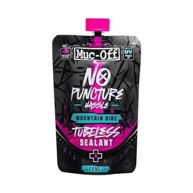 Muc-Off No Puncture Hassle Produit anti-crevaison Tubeless - 140 ml - Produit Anti-Crevaison Pneu Vélo avec Colorant de Détection UV - Bouche les Déchirures et les Trous jusqu'à 6 mm