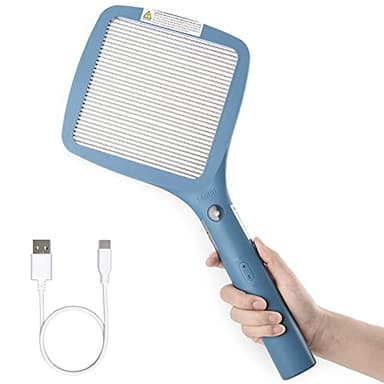 mafiti Tapette à Mouche électrique, Anti-moustiques, Anti-Insectes, Raquette Tue-Mouches, Rechargeable pour l'intérieur et l'extérieur, Accessoires de Camping (Blue)