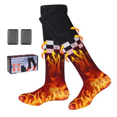 Thotvend Chaussettes Chauffantes Rechargeables pour Hommes Femmes, 5000mAh Chaussette Chauffante Électrique avec Chauffage Semelle, 3 Niveaux Température, Lavables pour Ski Camping Randonnée Hiver