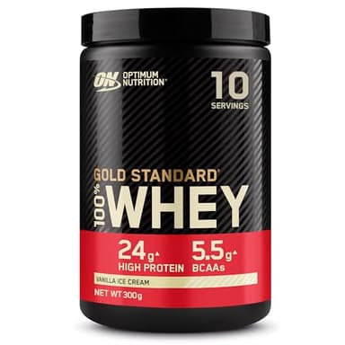 Optimum Nutrition Gold Standard 100% Whey, Protéine en Poudre, Goût Glace À La Vanille, 300g, 10 Doses