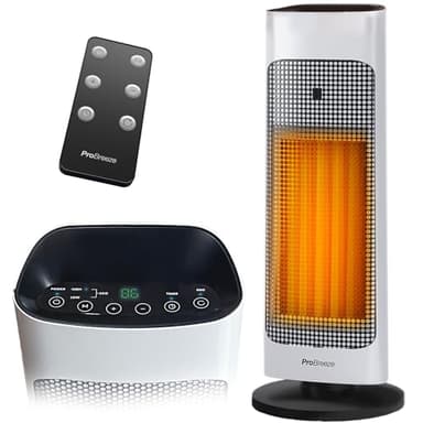 Pro Breeze Radiateur Soufflant Colonne 2000W avec télécommande et écran LED, Chauffage d'appoint, Mode ECO économe en énergie, Oscillation, Minuterie 24h, Thermostat réglable - Chambre, bureau, salon