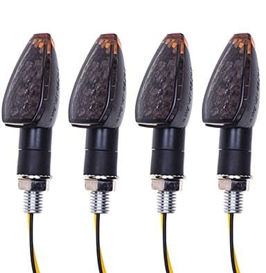 SFONIA 4pcs Indicateurs De Moto 14LED Clignotants Lumières 12V Étanche Indicateur De Roulement Clignotant Universel pour Moto Scooter Quad Cruiser Off Road (Fumée)