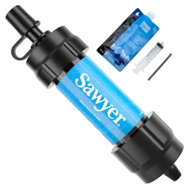 Filtre à Eau Sawyer Mini PointONE pour l'Extérieur - Élimine 100% des Microplastiques et 99,99999% des Bactéries (Bleu)