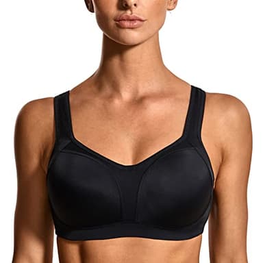 SYROKAN Soutien Gorge Femme Sport avec Armature Grande Taille Maintien Extreme Impact Élevé pour Fitness Course Jogging Noir 95E