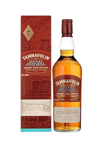 TAMNAVULIN - Sherry Cask - Whisky Single Malt - Notes de Banane, Caramel et Orange - A déguster sec - 40% Alcool - Origine : Écosse/Speyside - 70 cl