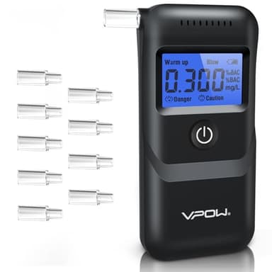 VPOW Ethylotest, Éthylotest Electronique avec Affichage Numérique LCD Bleu, Précision de Qualité, Alcootest Électronique Personnel pour Usage Domestique et Professionnel - Noir foncé