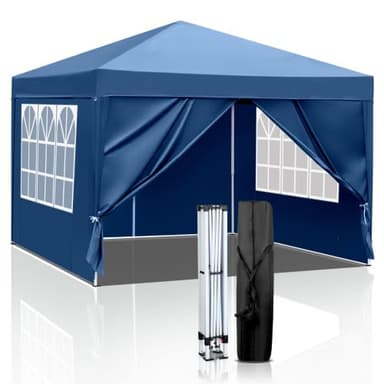 Bonnlo Tonnelle de Jardin Pliante 3x3 Imperméable avec 4 Parois Latérales| Tente,Auvent,Barnum de Jardin Exterieur avec Fermetures Éclair pour Fêtes et Événements,Sac de Transport Inclus[Bleu Royal]