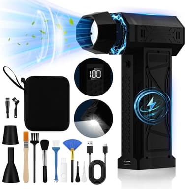 Zosudull Souffleur Air Comprimé avec Affichage LED, 180000 RPM Souffleur Turbo surdimensionné, Duster air comprimé (10000mah) avec Lampe de Poche, 4 Vitesses Turbo Ventilateur pour canapé Voiture