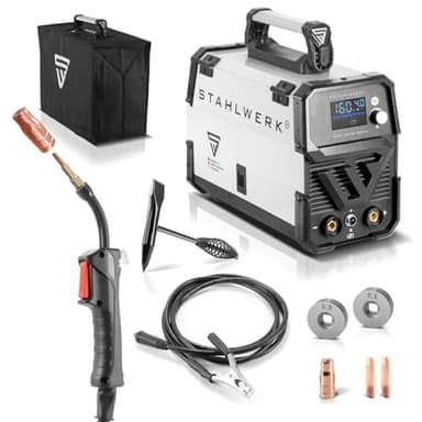 STAHLWERK Poste à souder FLUX 160 ST Digital avec 160 A, dévidoir synergique, fonction Lift TIG et MMA pour souder sans gaz de protection