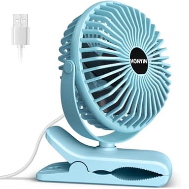 HONYIN Mini Ventilateur à Pince, Rotation°720 Ventilateur de Table avec Clip, Petit ventilateur USB, air puissant et fonctionnement silencieux, pour Maison Table Bureau, Alimenté par USB