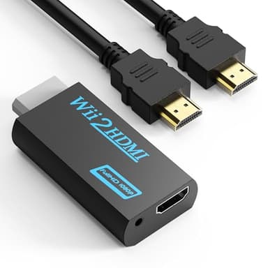 GoldOars Adaptateur Wii vers HDMI, Câble de 1,5m, Résolution 1080/720, Sortie Audio 3,5mm, Plug and Play pour TV Modernes (Noir)
