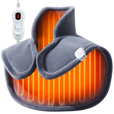 ALLJOY Coussin Chauffant pour le Cou Dos, 48x58cm Chauffante Electrique pour les Epaules 2.2LB, 4 Niveaux de Chaleur, 90 Minutes Automatique, Lavable en Machine,Blocs chauffants Cadeaux Homme Femme