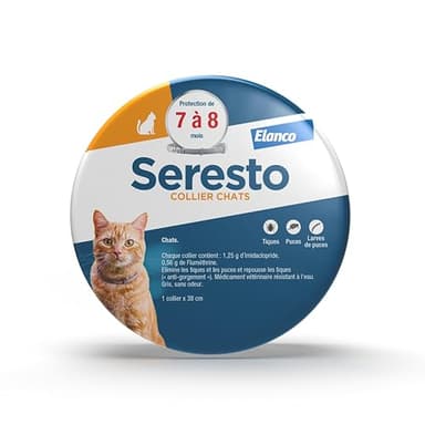 Seresto Collier Chats – Protection anti puces et anti tiques pour chat – Collier Seresto pour chat avec protection longue durée de 7 à 8 mois – Gris