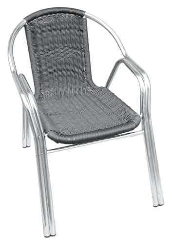 METRO Professional Fauteuil de Bistrot NARNI, Aluminium/Rotin PE, 54 x 67 x 74 cm, Résistant aux intempéries, Empilable, Argent/Gris