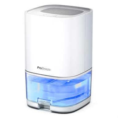 Pro Breeze Déshumidificateur d'Air Electrique 1000 ml avec Lumières LED et Minuterie de 4 heures, Absorbeur d'Humidité, Anti Moisissure, Mini Déshumidificateur Salle de Bain Cave Chambre - Blanc