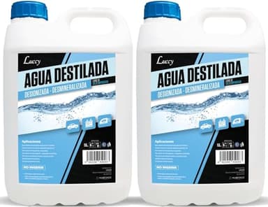 LUCCY Eau Distillée Déminéralisée Déionisée 10 Litres - Eau Pure 100% - CPap, Humidificateur, Fer, Moteurs, Nettoyage, Laboratoires, Plantes