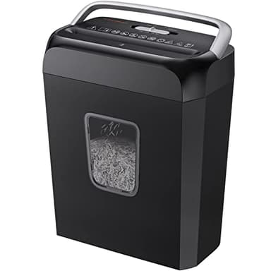 Bonsaii Broyeur Papier, détruit 6 Feuilles à la Fois, Peut déchiqueter Les Cartes de crédit et Les Trombones, destructeur de Documents Papier avec Une Corbeille de 13 litres