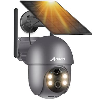 ANRAN 5MP Caméra Surveillance WiFi Extérieur Solaire, PIR Détection Humaine, Vision Nocturne Couleur, Audio Bidirectionnel, 360°, Sirène et Alarme Lumineuse, Compatible Alexa/SD/Cloud, Q01 Gris