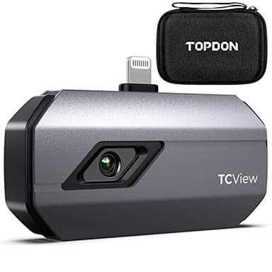 TOPDON TC002 Caméra Thermique Infrarouge pour iOS, 512x384 Haute Résolution Imageur Thermique, Sensibilité à la Chaleur 40mk, Plage de Test Améliorée de -20 ℃ à 550 ℃, Conçue pour iPhone et iPad
