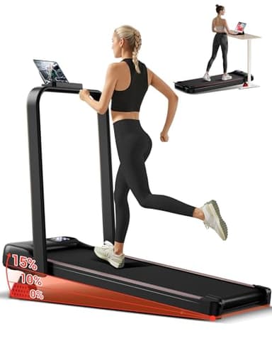 UMAY Tapis de Course Pliable Inclinable 15%, Tapis de Marche Inclinable 6 en 1 avec Moteur Silencieux, Walking Pad Charge Max 136KG