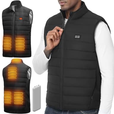 LABEWVI Gilet chauffant, veste chauffante homme avec batterie incluse, 10000mAh blouson chauffant homme, manteau Électrique avec 3 Niveau de chauffant | 6 zones chauffante, Hiver extérieur Vêtement