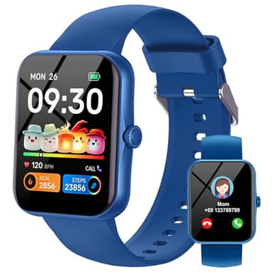 Fitness Tracker Montre Connectée Enfant, 1,83" HD Montre Intelligente pour Garçon Fille IP68 Étanche avec 120+ Mode de Sport Cardiofrequencemètre Podomètre Réveil Jeux pour Ados 4-16 Ans Cadeau, Bleu