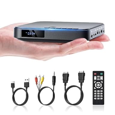 Mini Lecteur DVD, DESOBRY Lecteur DVD HDMI Compact HD 1080P pour Smart TV avec Toutes Les régions, entrée Carte USB/TF, télécommande, PAL/NTSC