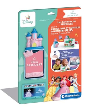 Clementoni | Disney – Les Histoires de Princesses pour Enfants 2+ | Recharge pour Projecteur Conteur d’Histoires Plus | 5 Contes Racontés et Projetés | Figurine Château Incluse | Disney Princess