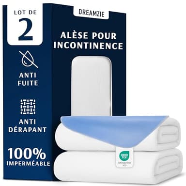 Dreamzie Protege Matelas 50 x 70 cm - Absorbant et Imperméable - Couvre Matelas Lavable pour Incontinence- Lot de 2