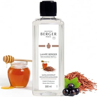MAISON BERGER – Recharge Lampe Berger Santal Envoûtant 500 ML – Muguet, Santal, Rose – Parfum boisé, Floral, musqué – Anti-odeurs – Fabriqué en France