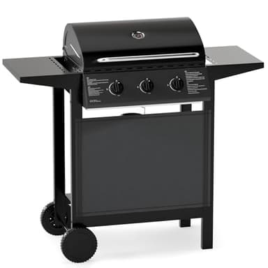 GOPLUS Barbecue Gaz 24000BTU 7,05 KW avec 3 Brûleurs+3 Grilles+2 Tablettes, Barbecue Gril Propane/Butane avec Plancha+Étagère+Thermomètre Intégré pour Pique-Nique, Camping, Jardin,47 x 106 x 98 CM