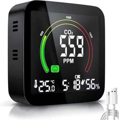 Gofemial Detecteur de Fumée Connecté Moniteur Qualité Détecteur CO2, Detecteur Monoxyde Carbone Alarme Incendie CO2 Detecteur Gaz Alarme Connectée Moniteur Dioxyde Carbone Détecteur Monoxyde CO