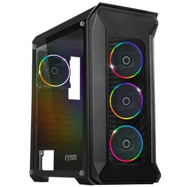 EMPIRE GAMING - Boitier PC Gamer DarkWitcher - ARGB Moyenne Tour ATX - Façade Métal Mesh et Paroi Latérale en Verre Trempé - 4 Ventilateurs 5 Volts PWM LED RGB Adressable 120 mm - MB Sync - Noir