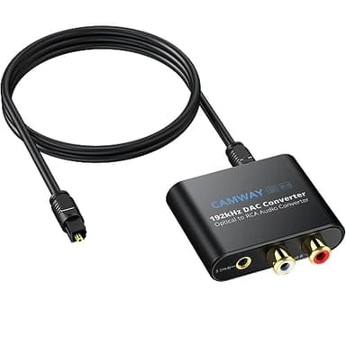 CAMWAY Convertisseur DAC 192kHz SPDIF vers RCA Optique vers 3.5mm, Convertisseur Audio Numérique vers Analogique Optique Toslink vers RCA Adaptateur Audio