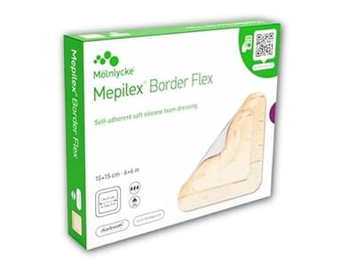 Mepilex Border Flex Lot de 5 pansements en silicone souple auto-adhésif 15 x 15 cm