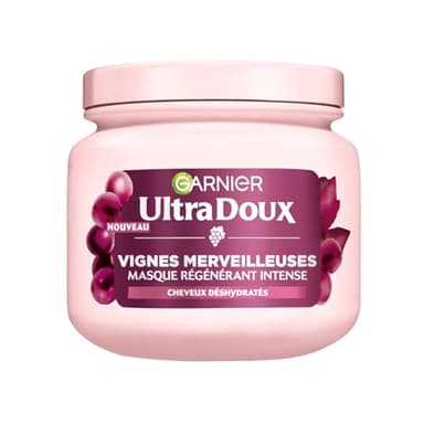 Garnier Ultra Doux Vignes Merveilleuses pour Cheveux Déshydratés - Masque Cheveux Hydratant Régénérant Intense - À l'huile de pépin de raisin - 340 ml - Homme & Femme