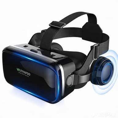 FIYAPOO Casque VR HD Lunettes 3D avec Écouteurs Hi-FI Intégrés, Réalité Virtuelle pour Téléphone, pour Films et Jeux, avec Smartphones Android et iPhone (4,7 à 6,7 Pouces), Cadeau Parfait pour Noël