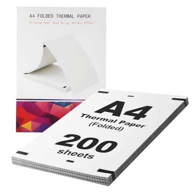 200 feuilles Papier Thermique A4, 210 x 297 mmPapier Imprimante Thermique, Papier Thermique A4 Pliable adapté aux documents et photos, adapté à la plupart des imprimantes thermiquesA4