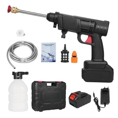 Mulcort Nettoyeur Haute Pression,Pression d'eau maximale 350 PSI,Vitesse de réponse de pulvérisation <15 Secondes,Nettoyeur Haute Pression sans Fil,2x3000mAh,Tuyau d'eau de 5 m,pour Voiture,arrosage