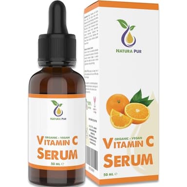 Sérum Vitamine C BIO 50ml avec acide hyaluronique, vegan - hautement dosé avec 20% de vitamine C - Serum hydratant anti-âge & anti ride pour le visage