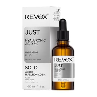 REVOX B77 - Just Hyaluronic Acid 5%, 30 ml, Sérum À L'Acide Hyaluronique, Fluide Hydratant Visage Et Cou, Hydrate, Lisse Et Adoucit La Peau, Combat Les Rides, Formule Légère À Absorption Rapide