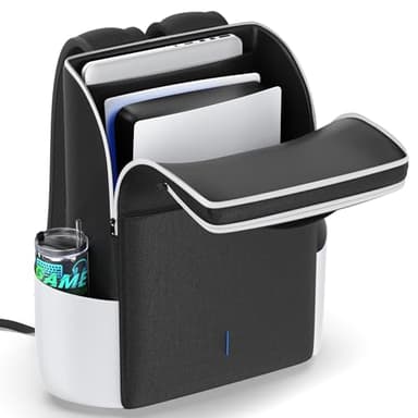 Sac à Dos pour Console PS5/Slim/Pro, Sac de Transport PS5 de Protection Complète, Backpack de Rangement de Grande Capacité pour Deux Manettes, Portail PS, Ordinateur Portable, Accessoire PS5/PS4