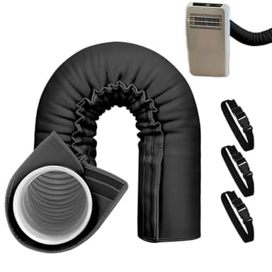 Gaine Isolante pour Tuyau de Climatiseur Portable - Manchon d'isolation tuyau climatiseur portable, 5-5,9 pouces - 3 couches d'isolation, double attache magique, réduisez les pertes thermiques