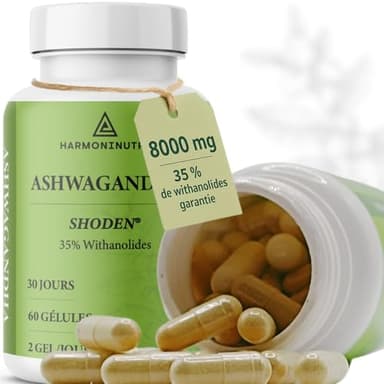 Ashwagandha 40:1 Extra Fort 8000 mg/Jour va REDUIRE LE CORTISOL et une Relaxation Totale | FACILE À AVALER | Plante adaptogene, pour un sommeil Adulte de qualité et aider à retrouver votre sérénité