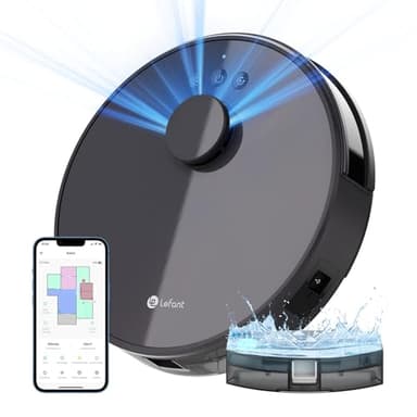 Lefant Robot Aspirateur Laveur 2 en 1, Super Aspiration 4000Pa, Navigation LDS, Cartographie, Zones Virtuelles, Aspirateur Robot Connecté par Alexa/APP/WiFi, Idéal pour Poils Animaux, Tapis Sols Durs