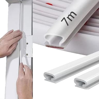 Joint Porte Fenetre Isolation Froid et Phonique,Type D Caoutchouc Joint de Porte, TPE Autocollante en porte Bande D'étanchéité, pour isolation phonique porte, Joint Etancheite Entree (Blanc, 7m)