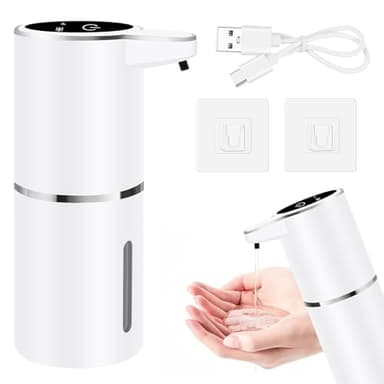 Distributeur de savon automatique 380 ml - Fixation murale - Avec capteur infrarouge - Fixation murale - Sans contact - Sans perçage - Charge USB IPX5 - Étanche - Pour salle de bain, cuisine, bureau